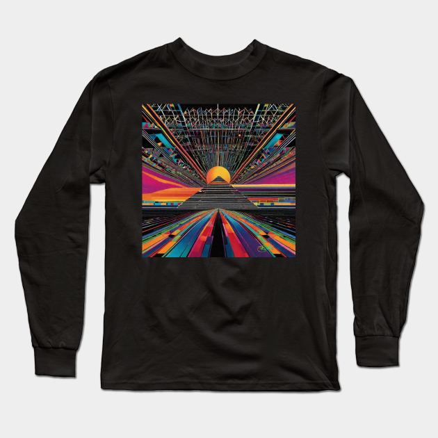 Psychedelic Apocalypse Eclipse Dreams 128 Long Sleeve T-Shirt by Benito Del Ray